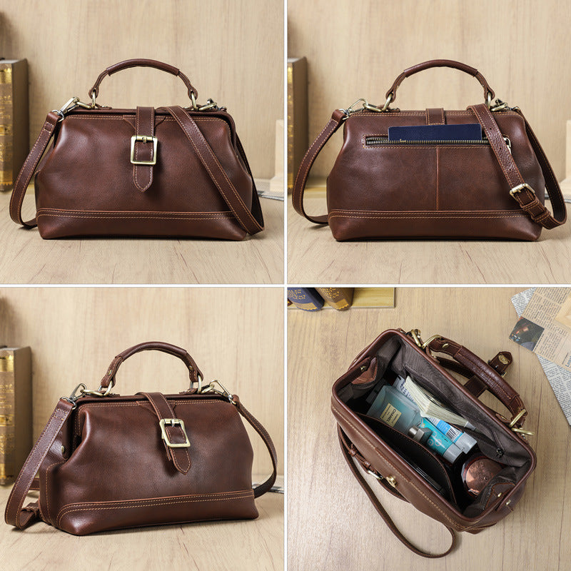 Top Layer Cowhide Dual-use Women's Shoulder Messenger Bag Large Capacity LadyShow.Store
