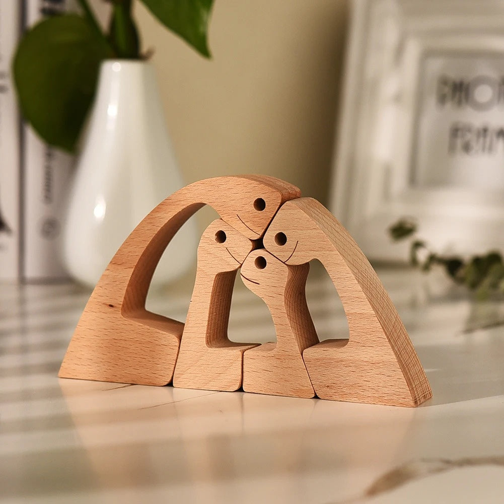 DIY Figurine Wood Dog Ornament Sculpture Home Decoration A Man A Dog Wood Sculpture Christmas Gifts Model Decor PearlNestDecor.com