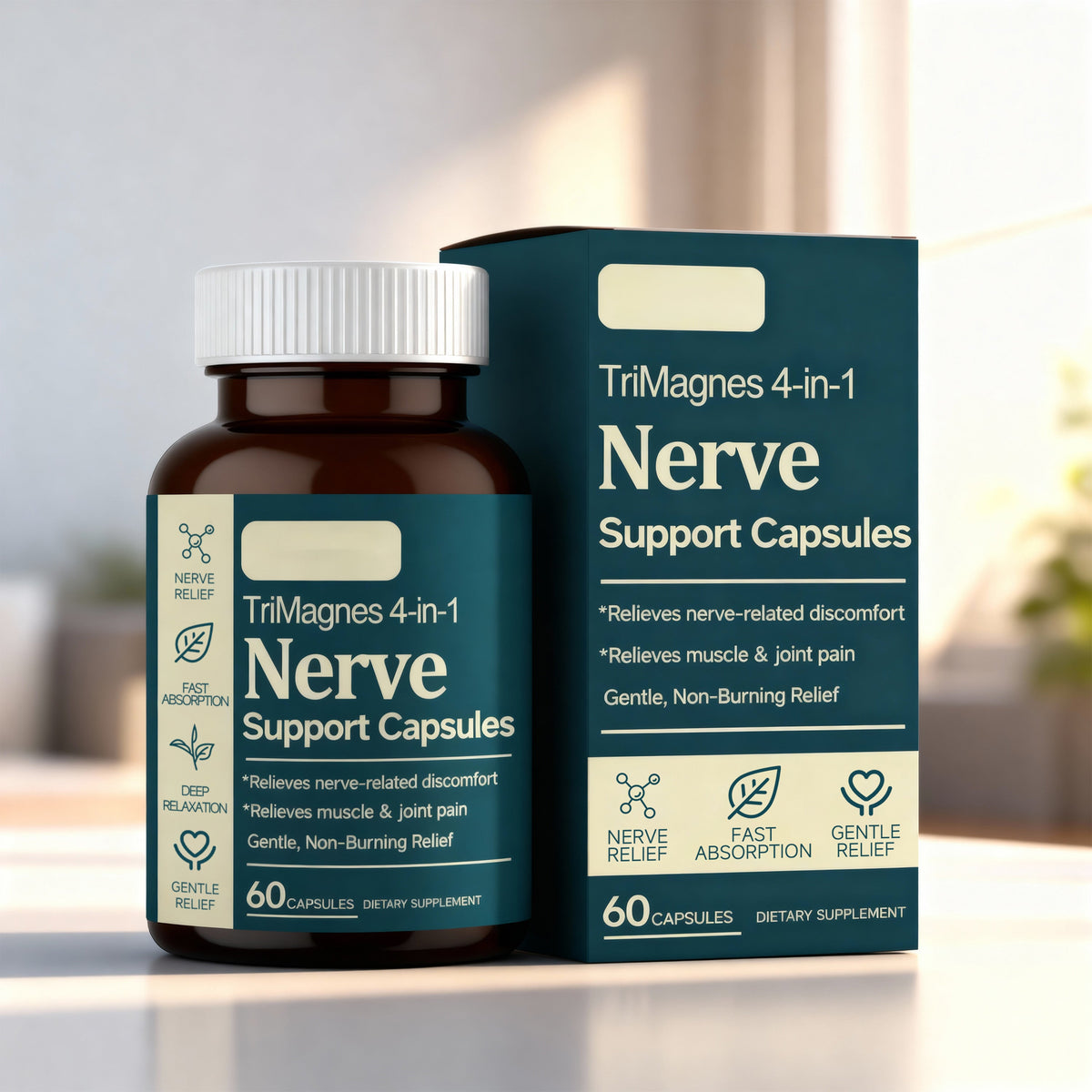 Improving Health, Boosting Vitality, Gentle, Comfortable, And Quickly Absorbed Daily Dietary Supplement Four In One Neural Support Capsules  Entrance , 60 Capsules, 1 Box Tri Light Beauty