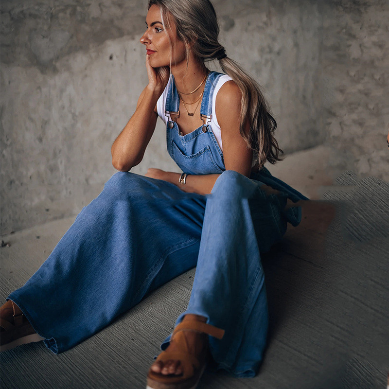 Denim Suspender Overalls Pi-Mart