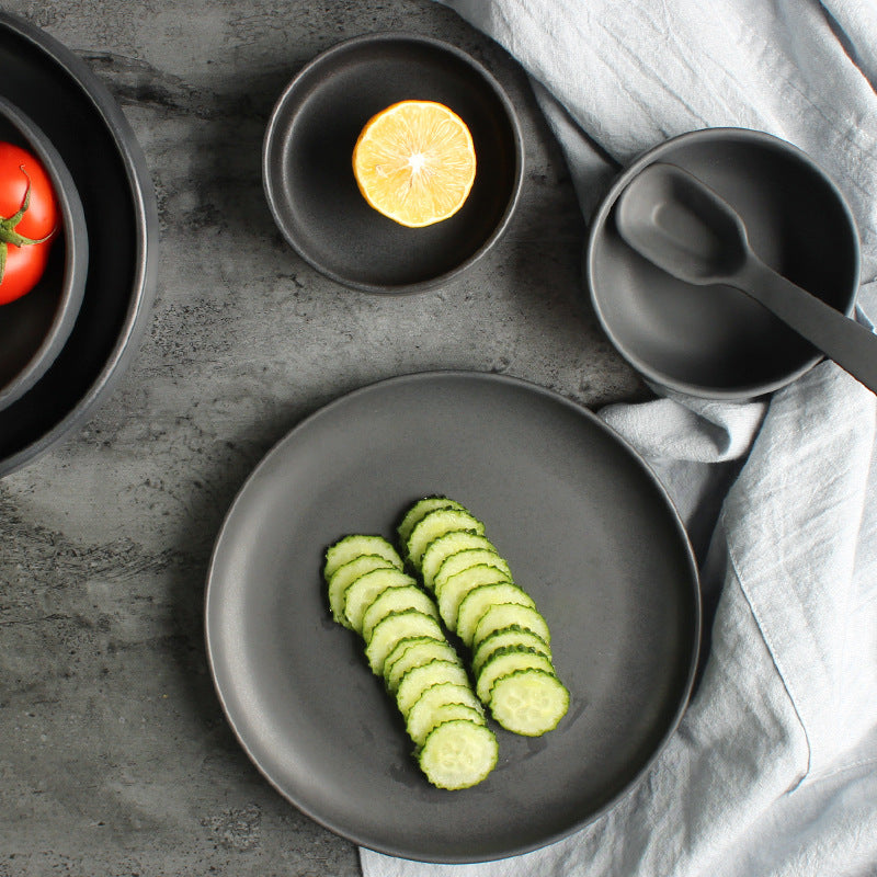 Nordic Ceramic Rice Bowl Steak Plate Deep  Household Tableware Dish Set LadyShow.Store