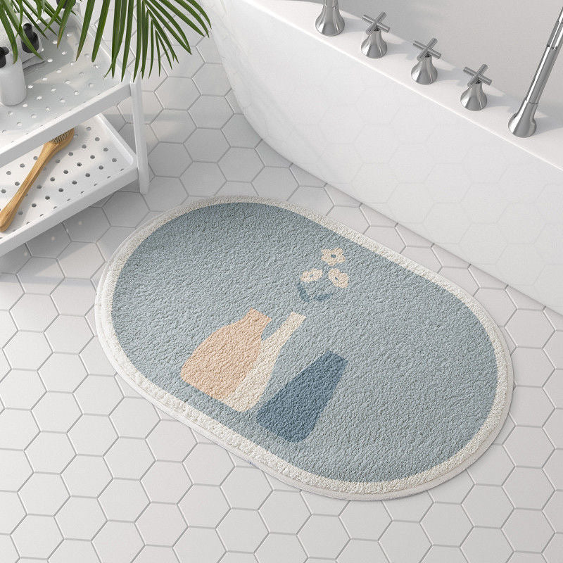 Household Simple Oval Cashmere Bathroom Mat