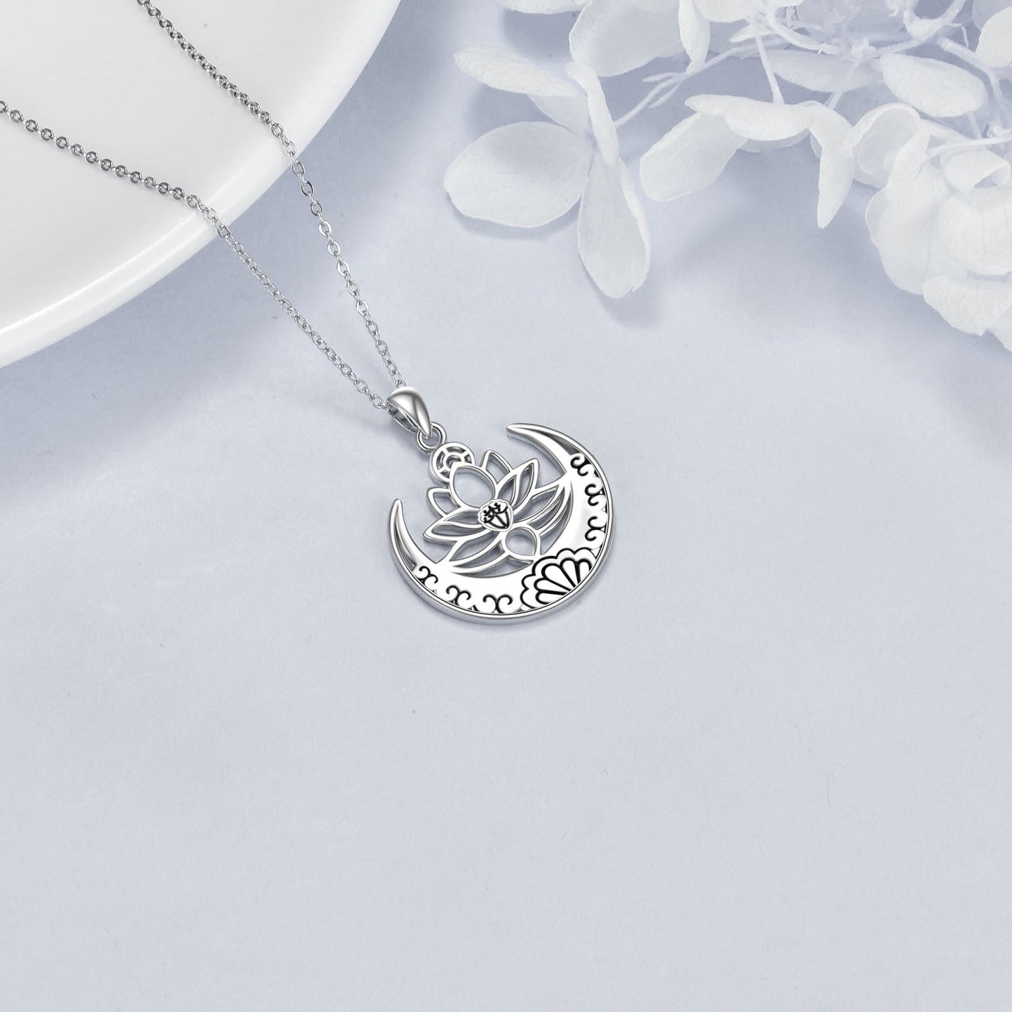 Lotus Flower Symbol Yoga Necklace Sterling Silver Sanskrit Symbol  Balancing Jewelry LadyShow.Store