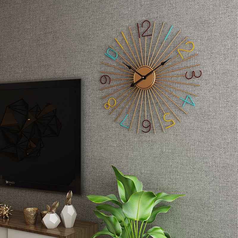 Fashion Silent Metal Wall Clock Creative Living Room PearlNestDecor.com