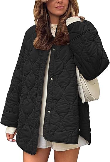 European And American Style Chic String Decoration Simple Solid Color Round Neck Loose Cotton Coat LadyShow.Store