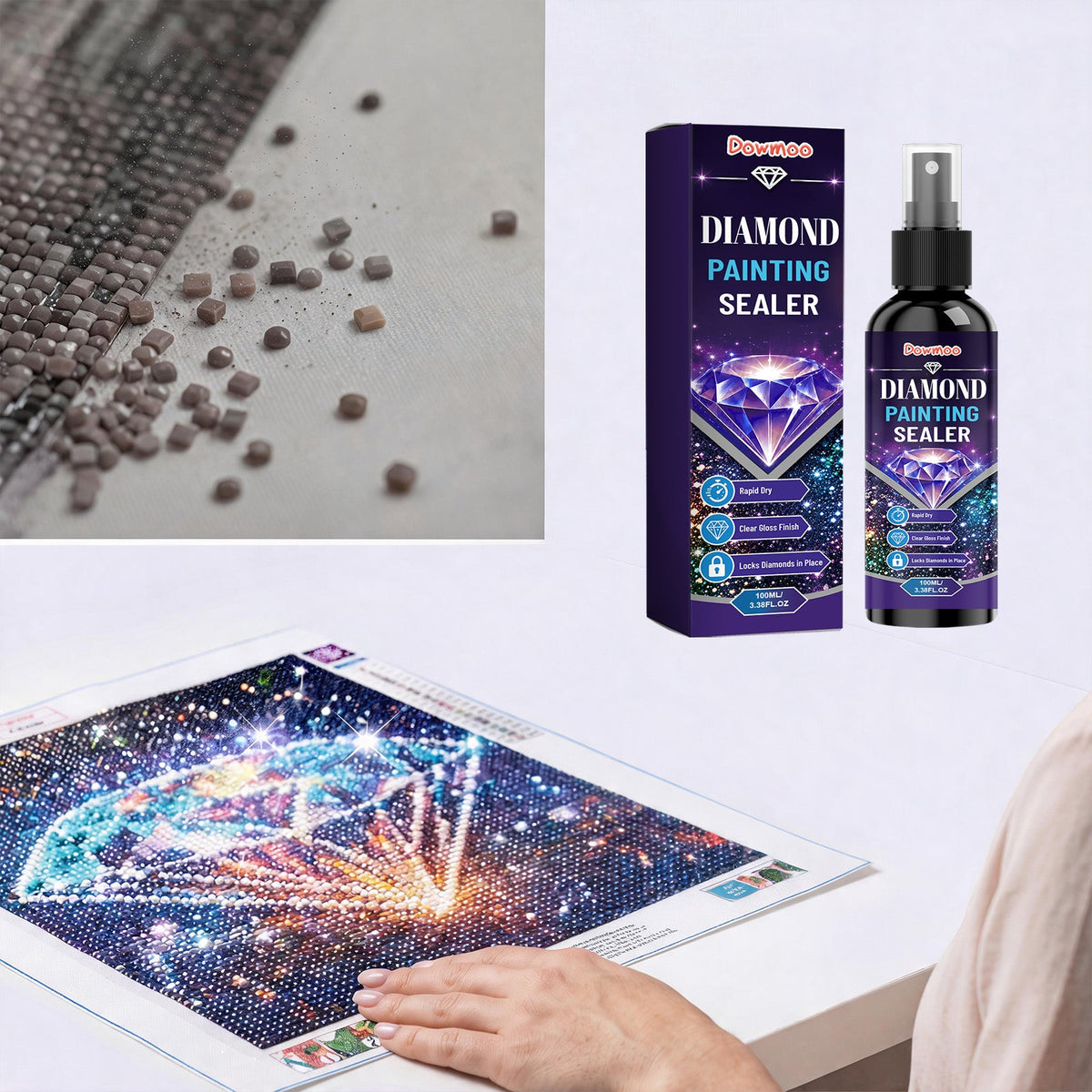 Secure Diamond Lock, Transparent, Brightening, Dust-proof, Painting Protection, Quick Drying Film Sealing Agent, Diamond Painting Sealing Agent 1 00ml, 1 Box Tri Light Beauty