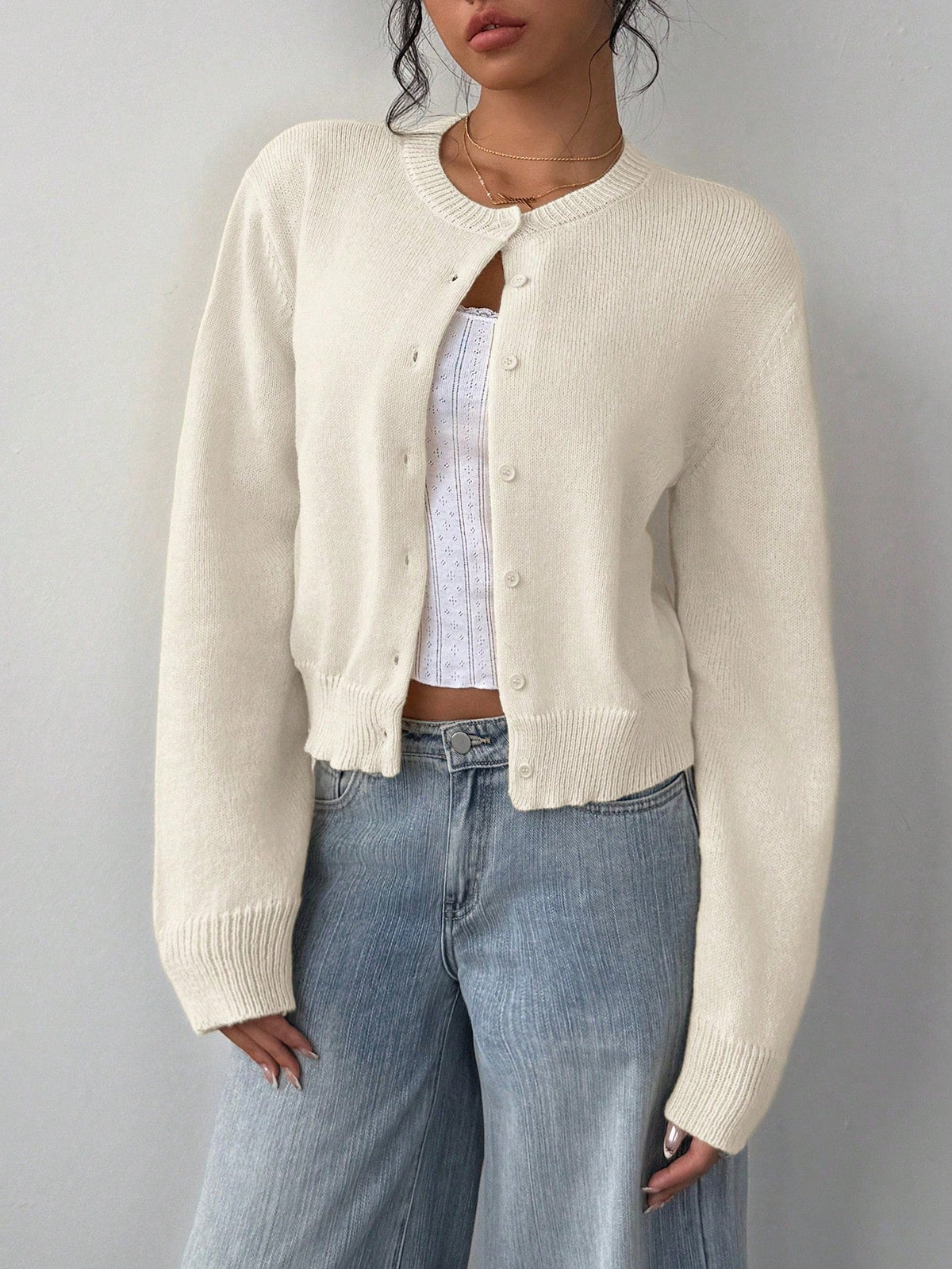 Chic Long Sleeved Knitted Cardigan Fashion Slim Solid Color Short Sweater For Women Clothing NorixaFashion.com