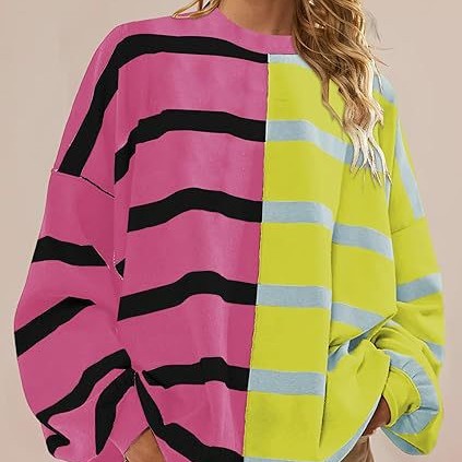 Striped Knitted Long-sleeved Sweater For Women NorixaFashion.com