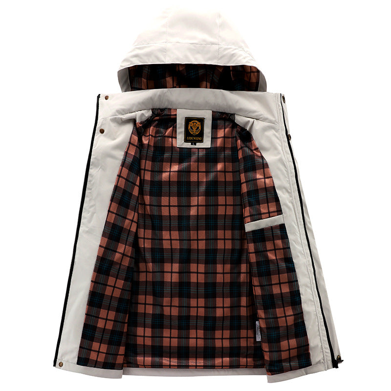 Fashion Men's Casual Windbreaker Jackets Hooded Jacket Man Waterproof Outdoor Soft Shell Winter Coat Clothing Warm Thick Tops LadyShow.Store