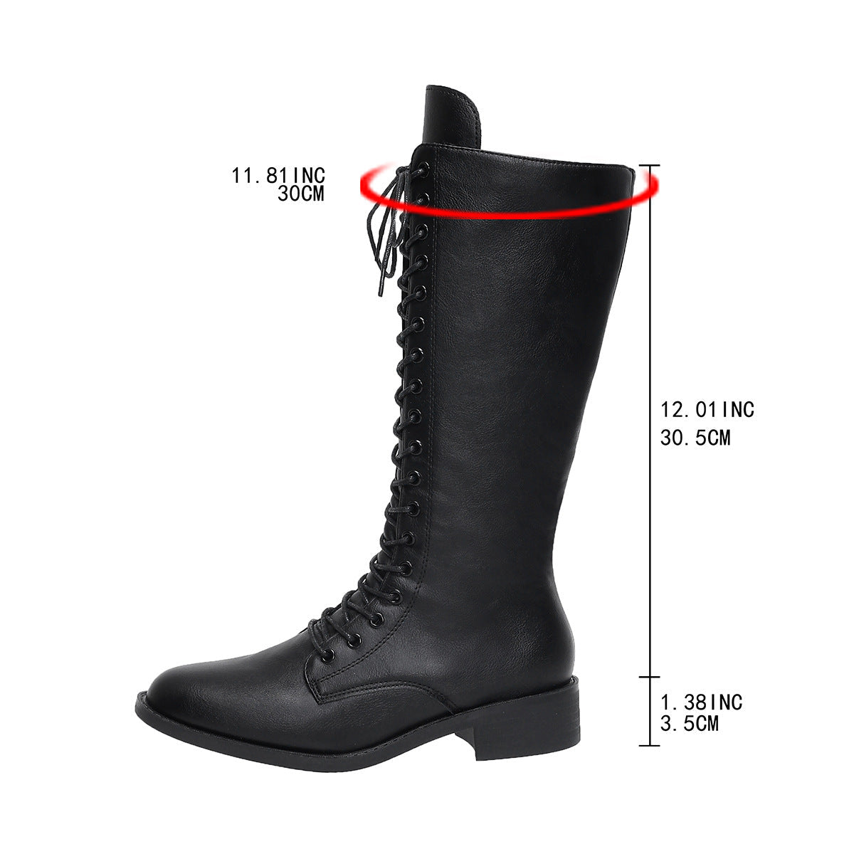 Womens Stylish Round-toe Lace-up Knee-high Boots LadyShow.Store