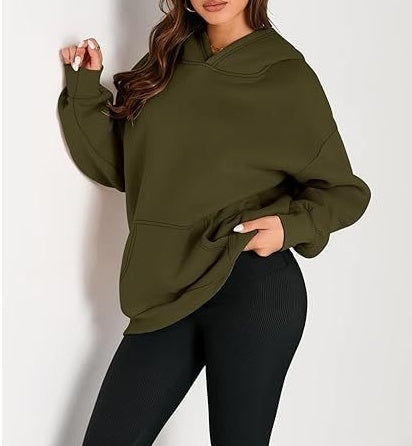 2026 New Arrival Womens Solid Color HoodieFashion Loose Casual Athletic Sweatshirt For Ladies NorixaFashion.com