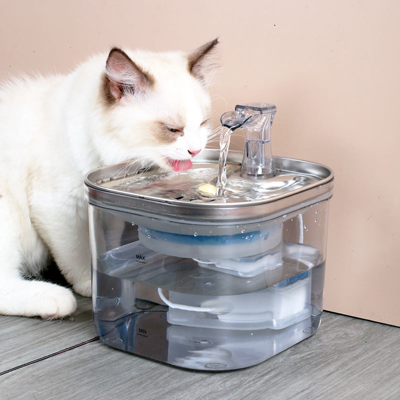 Pet Cat Dog Stainless Steel Automatic Circulation Water Dispenser Intelligent Fountain Pets Accessories Pets Fashion
