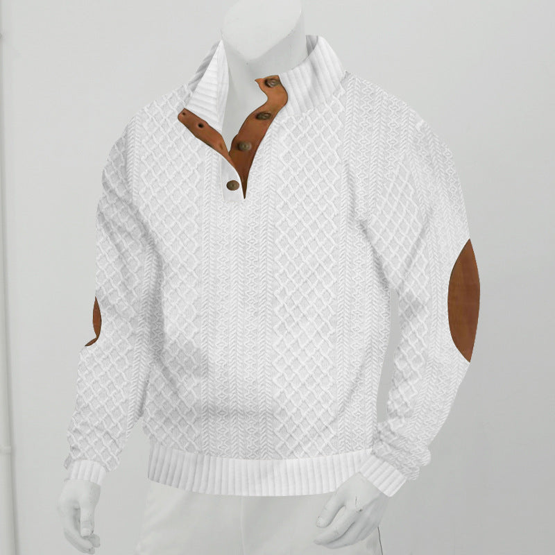 Stand Collar Long Sleeve Jacquard Knitted Pullover Sweater LadyShow.Store