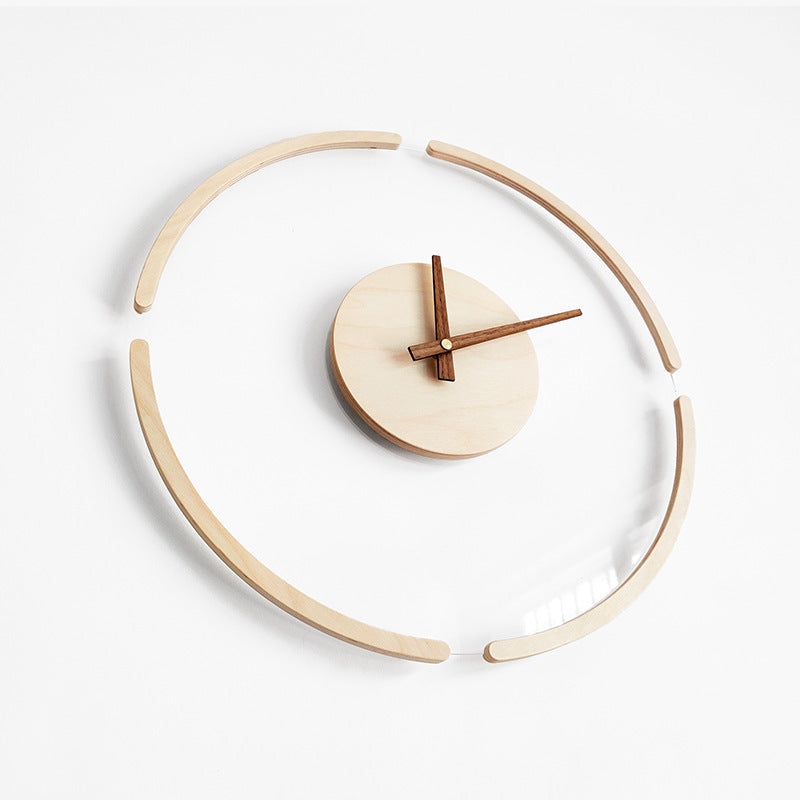 Creative Transparent Floating Wall Clock Nordic Simple Wooden Clock PearlNestDecor.com