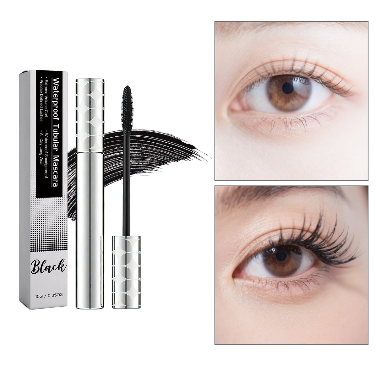 Fibre Long Curl Mascara  Black  10g 1box Tri Light Beauty