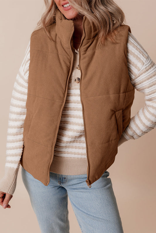 Natalia Corduroy Zipped Puffer Vest LuxuryLifeWay Online Store