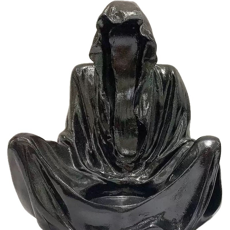 Crystal Ball Gothic Black Robe Death Sculpture PearlNestDecor.com