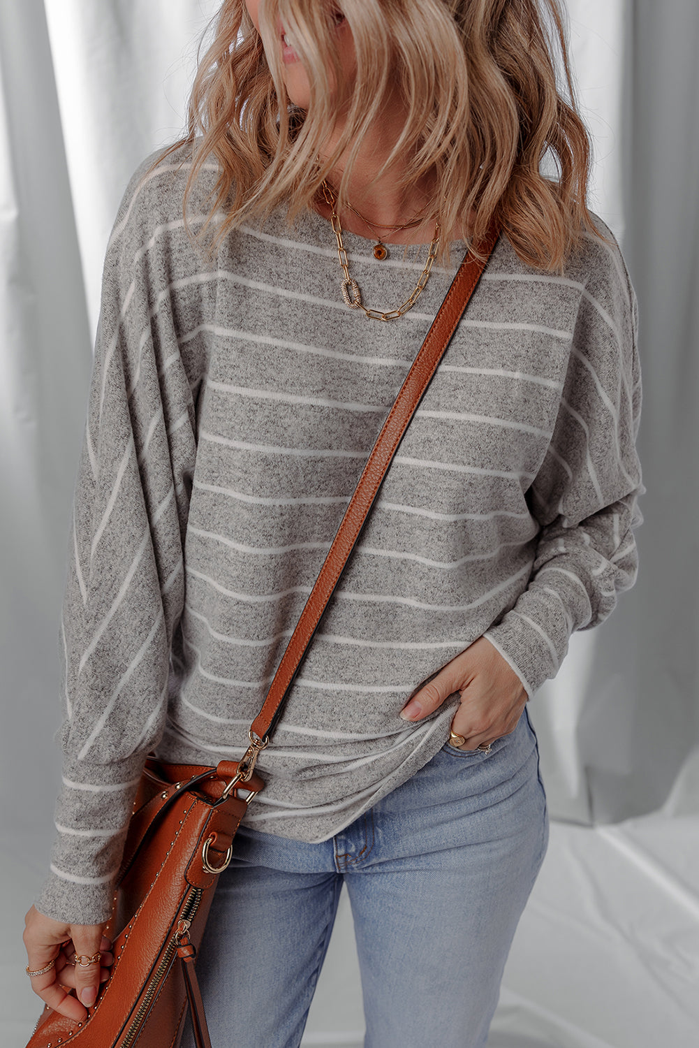 Bella Stripe Dolman Sleeve Top LuxuryLifeWay Online Store
