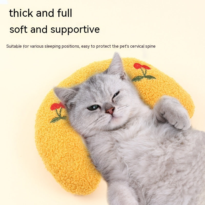 Little Pillow For Cats Fashion Neck Protector Deep Sleep Puppy U-Shaped Pillow Pets Pillow Kitten Headrest Dog Sleeping Pillow Pet Products Pets Fashion