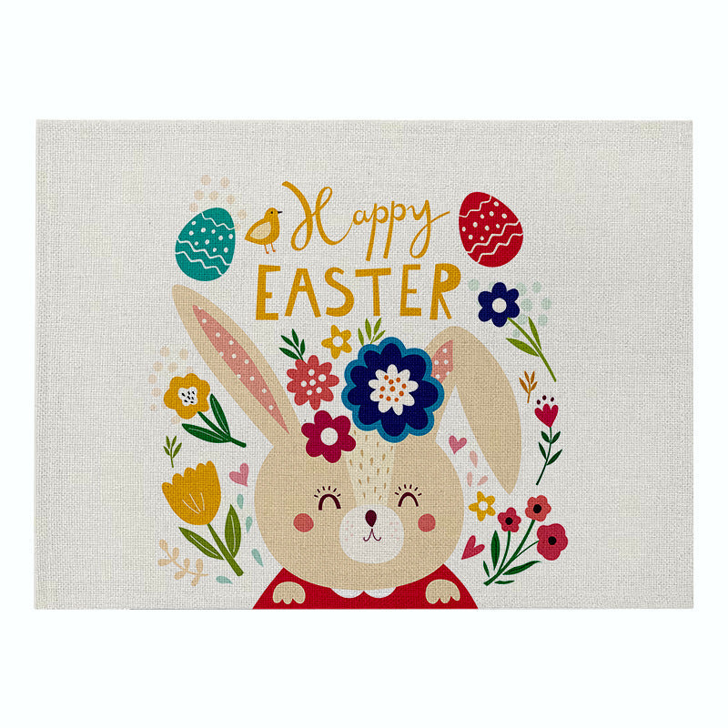 Home Cartoon Rabbit Kitchen Insulation Coaster Anti-scalding Cotton And Linen Western Placemat PearlNestDecor.com