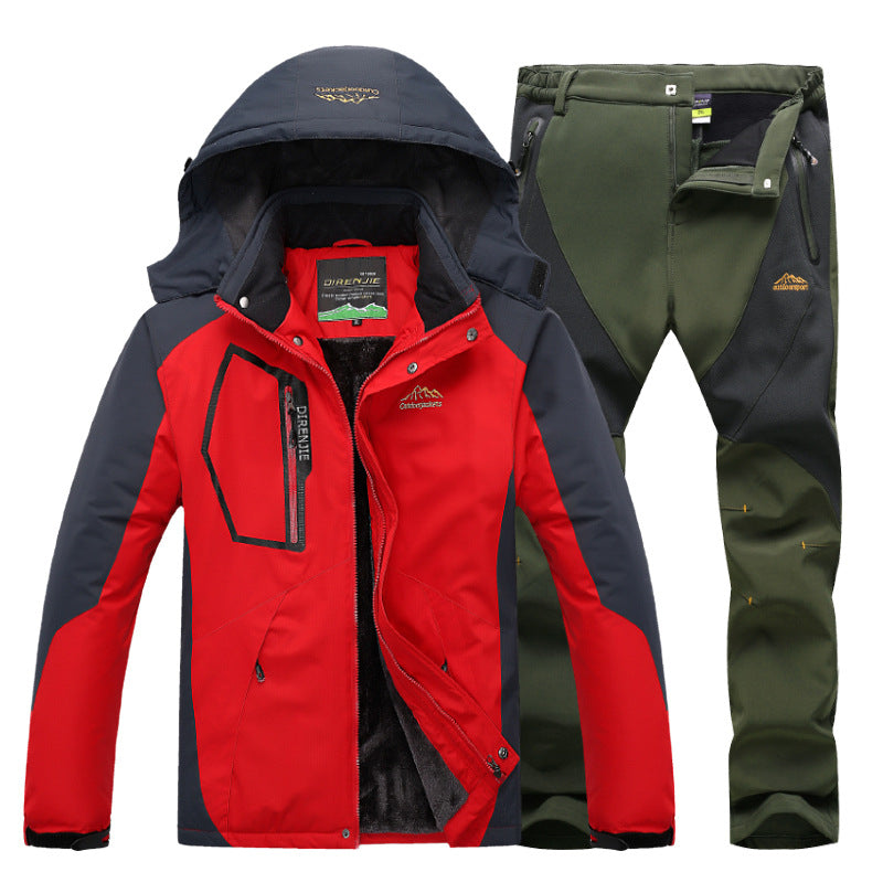 Men's Winter Waterproof Fleece Lined Outdoor Jacket Set Pi-Mart
