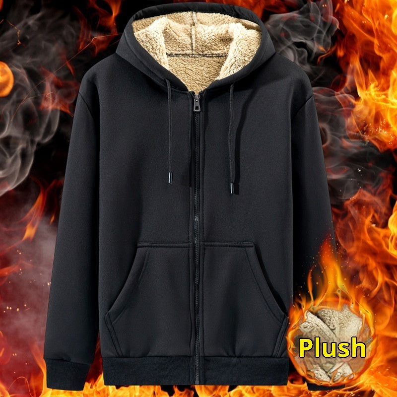 Zipper Sweater Men's Lamb Wool Hooded Jacket LuxuryLifeWay Online Store