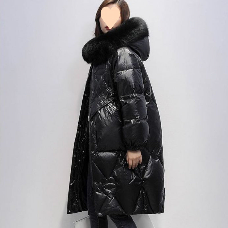 Korean Style Loose Plus Size Thickened Padded Jacket Women's Hooded Large Fur Collar Best YouTube Store