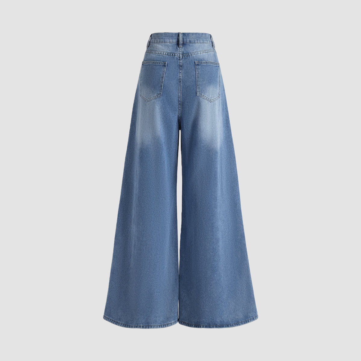 Light Blue Denim Cropped Jacket And Wide-leg Jeans Set NorixaFashion.com