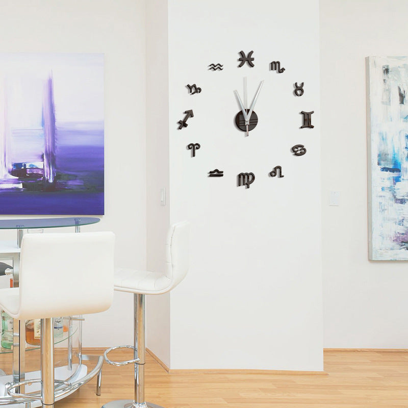 Creative Mirror Constellation Wall Clock Background Wall Decoration PearlNestDecor.com