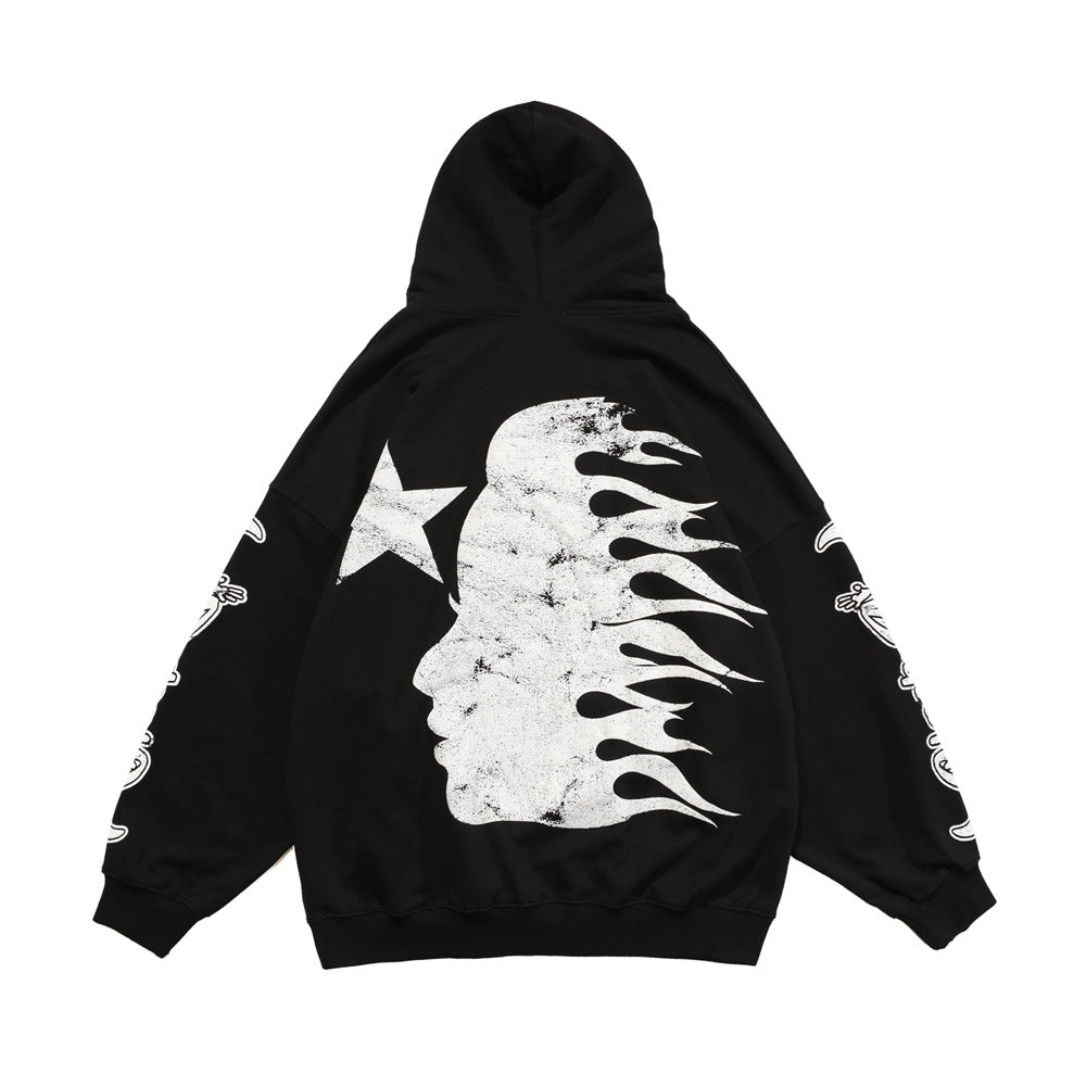 Letter Print Hooded Sweatshirt Men's Loose Long Sleeve Top