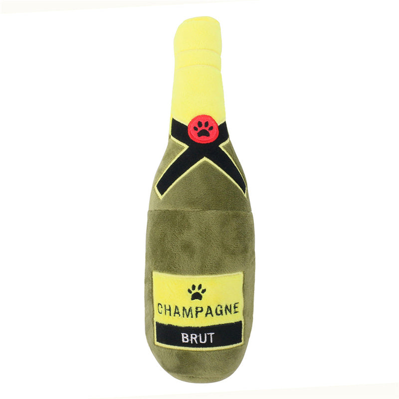 Pet Cats And Dogs Vocal Toys Plush Wine Bottle Chewing Teeth Stick Donut Small Pets Fashion