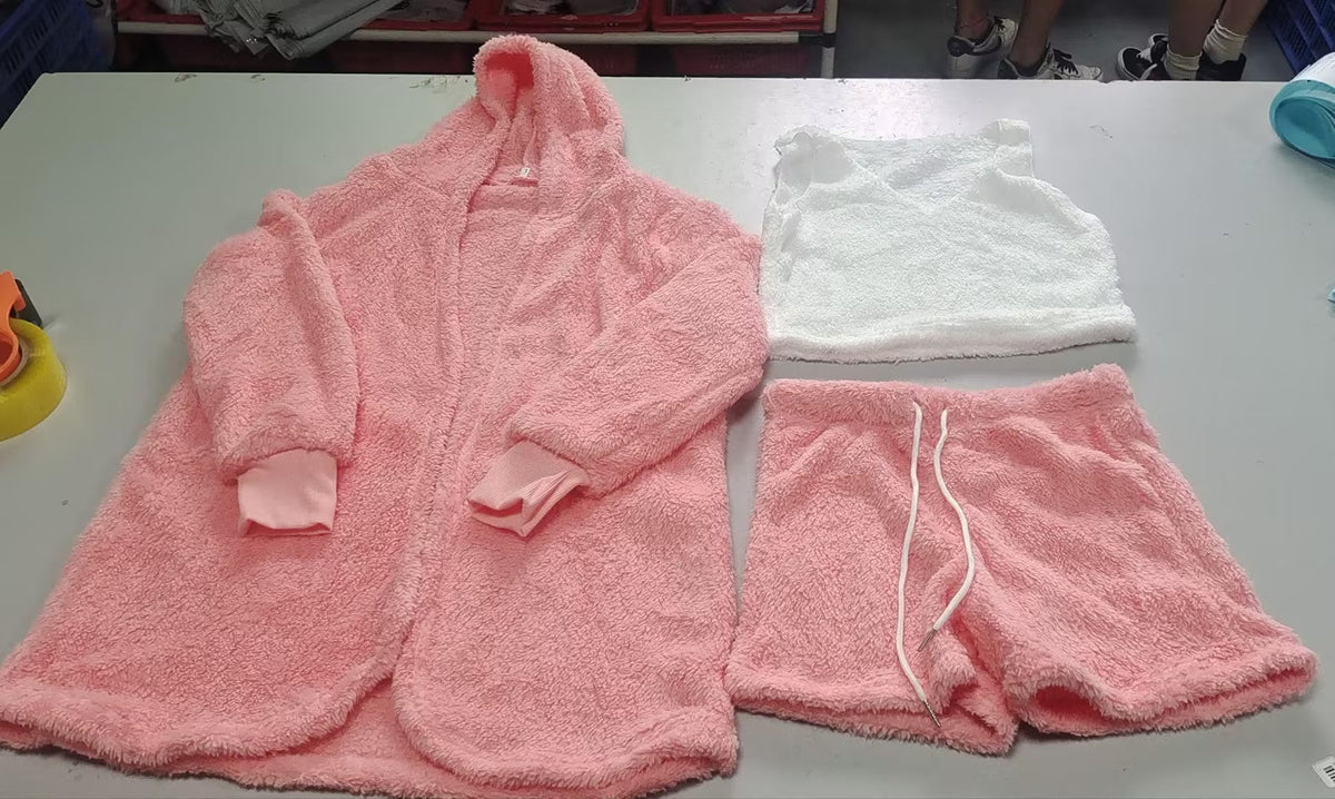 3pcs Womens Clothing Long Sleeve Crop Tank Top And Drawstring Shorts Pajama Set NorixaFashion.com