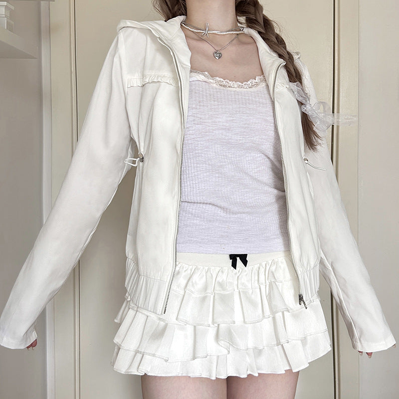 Girls' Design Wooden Ear Motorcycle Jacket LadyShow.Store