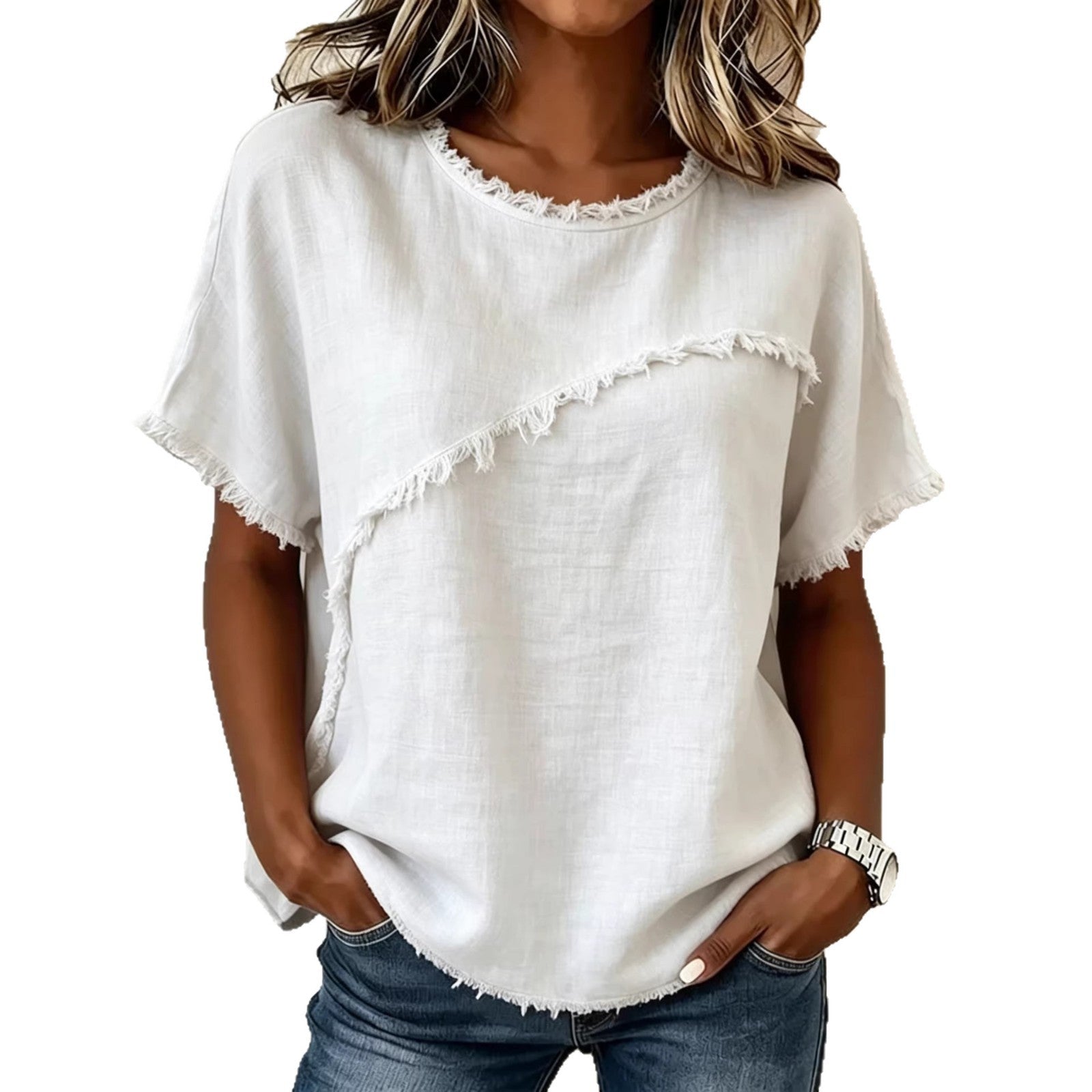 Women's Round-Neck Casual Loose Short-Sleeve Top NorixaFashion.com