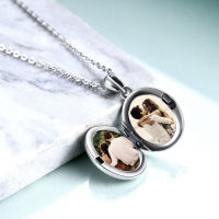 925 Sterling Silver Sea Turtle Photo Locket Necklace Photo Pendant Jewelry LadyShow.Store