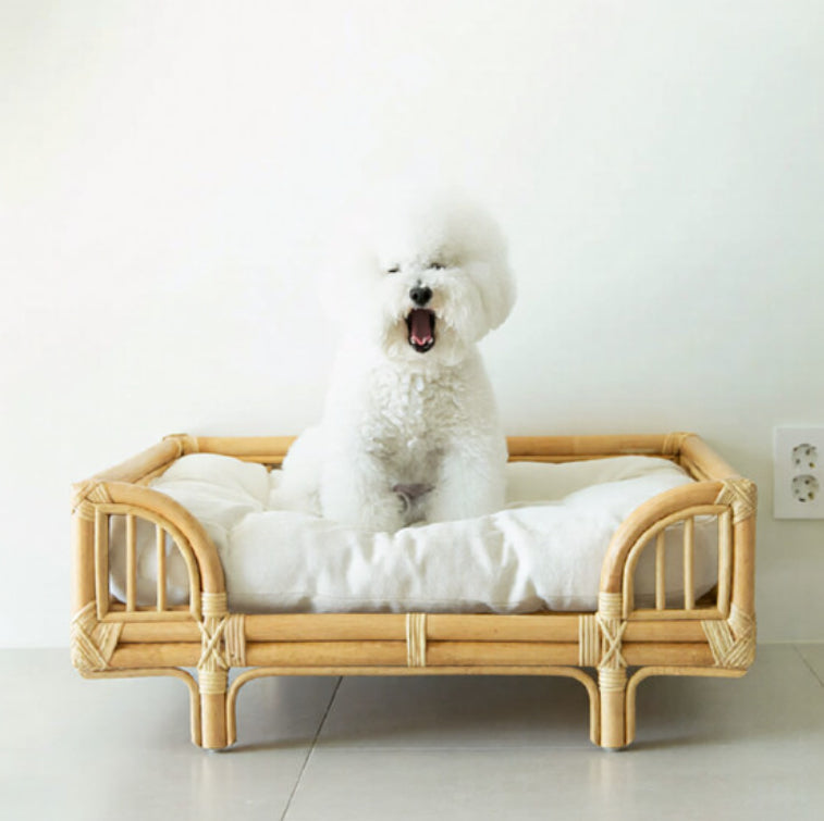 Natural Rattan Square Dog Bed Minimalist Handmade Pet Bed Pets Fashion