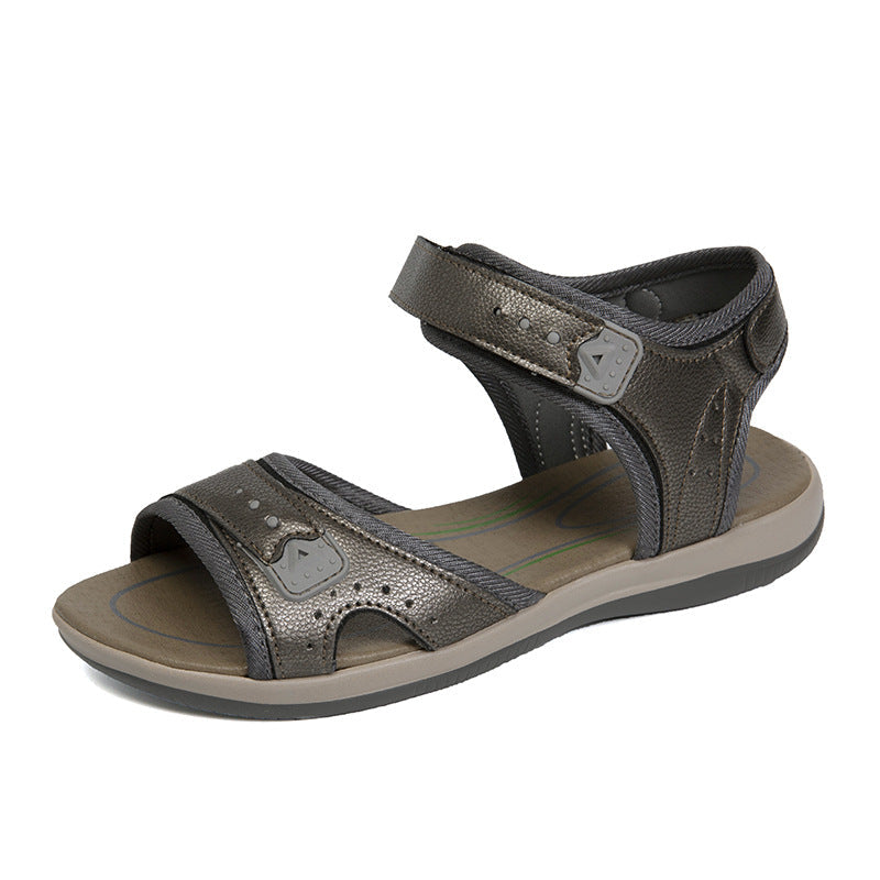 Casual Comfort Flat Fish Mouth Hollow Velcro Beach Sandals LadyShow.Store