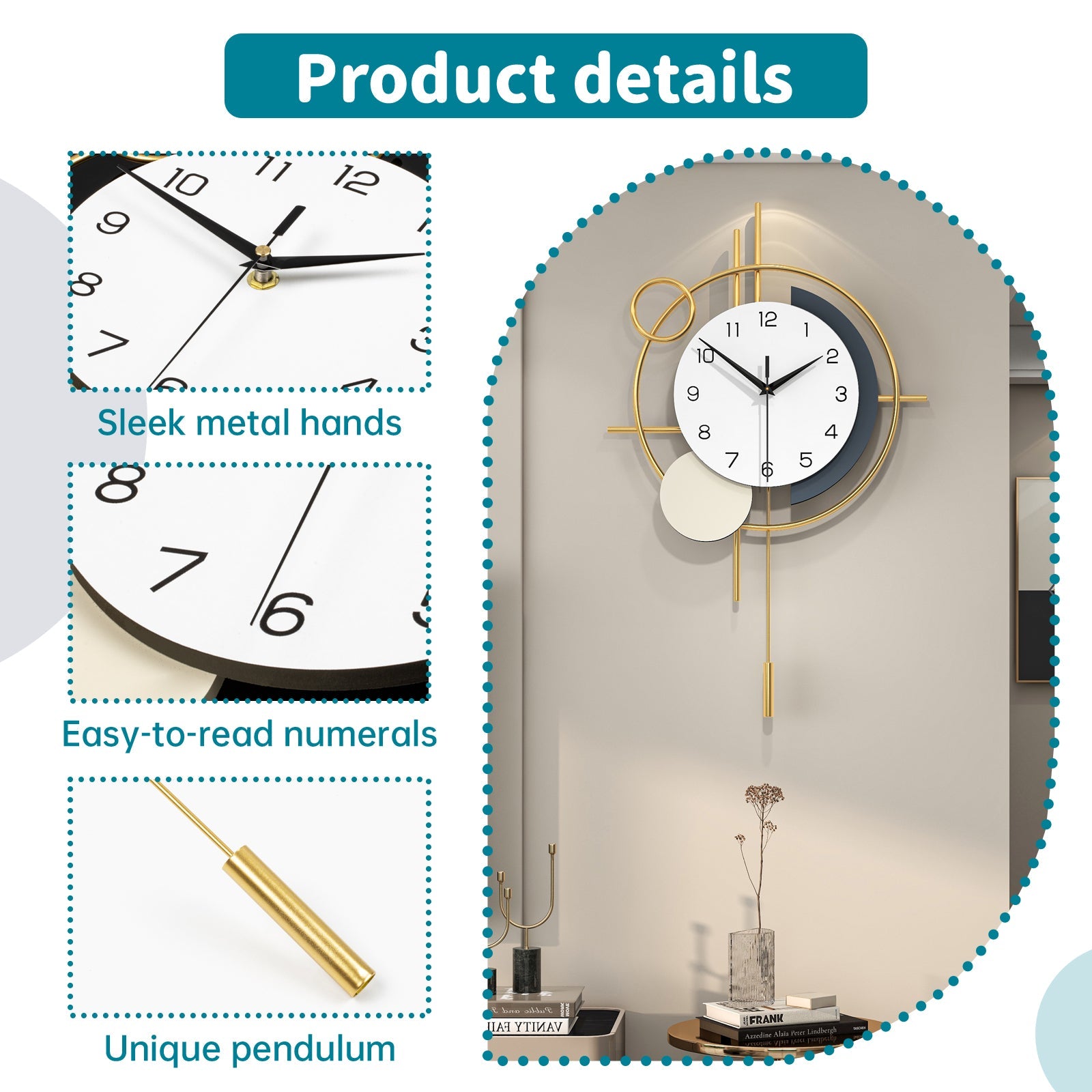 Modern Abstract Wall Clock Minimalist Metal Decorative Home Decor PearlNestDecor.com