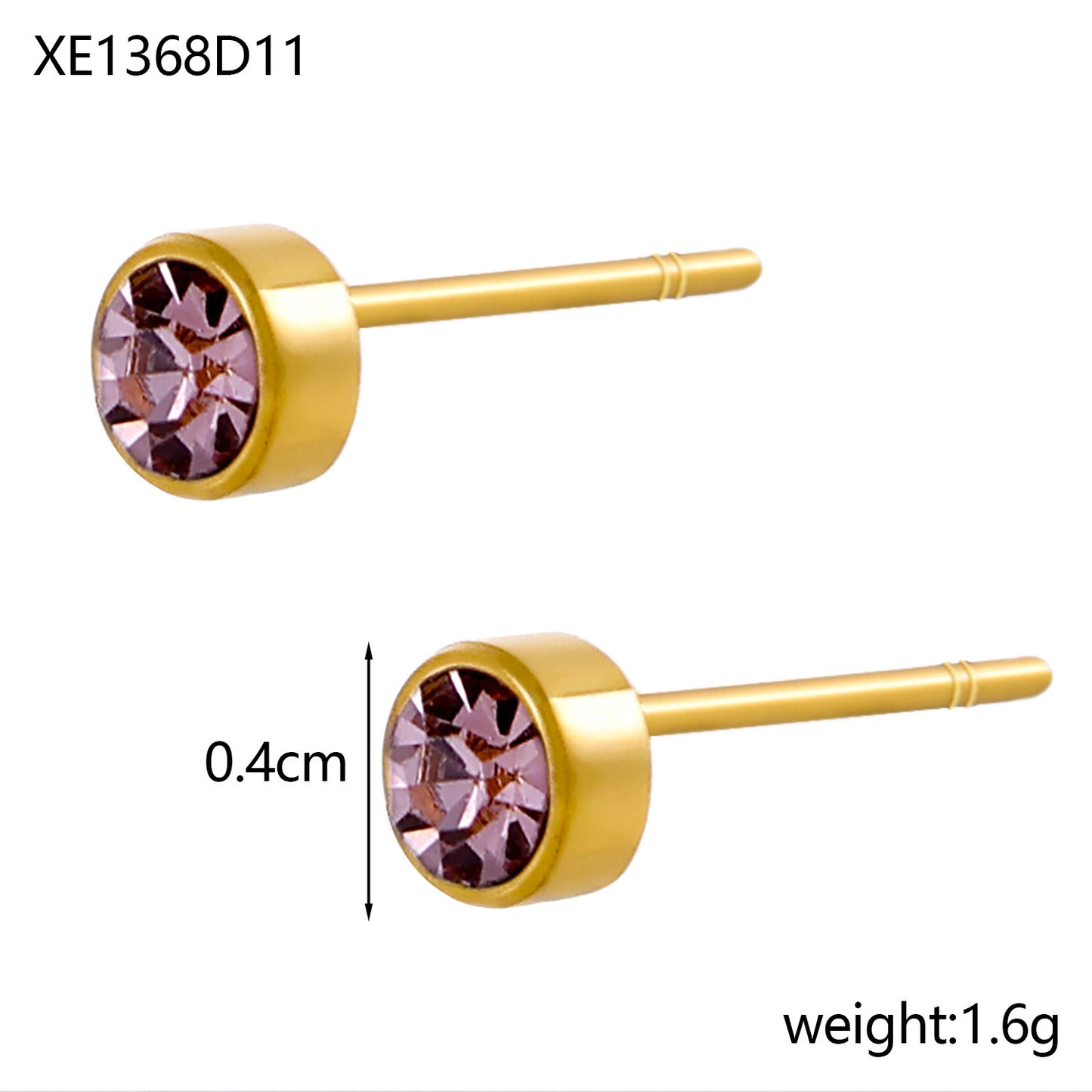 Stainless Steel Gold-plated Birthday Stone Constellation Diamond Bone Nail