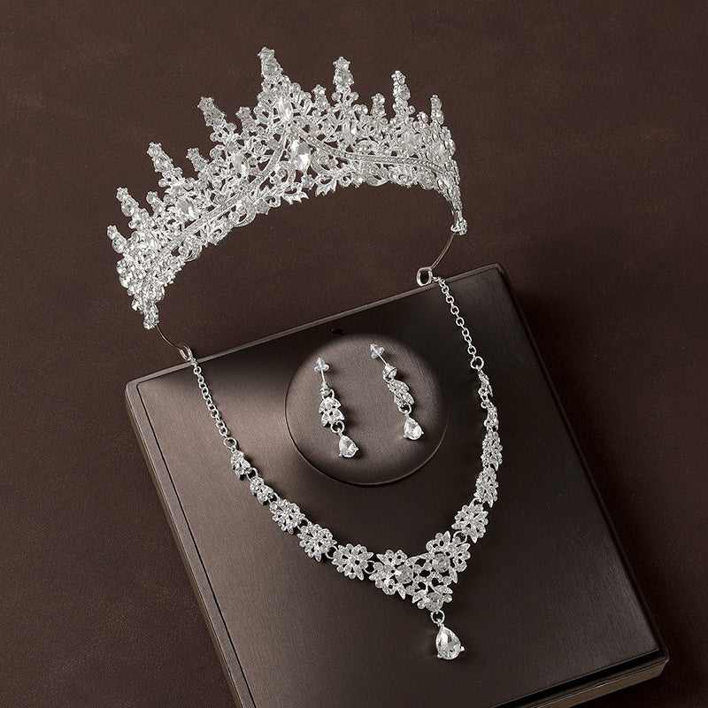 Retro Atmospheric Rhinestone Birthday Crown Hair Accessories Three-piece Suit LadyShow.Store