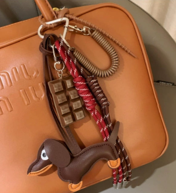 Retro Sausage Puppy Car Key Ring LadyShow.Store