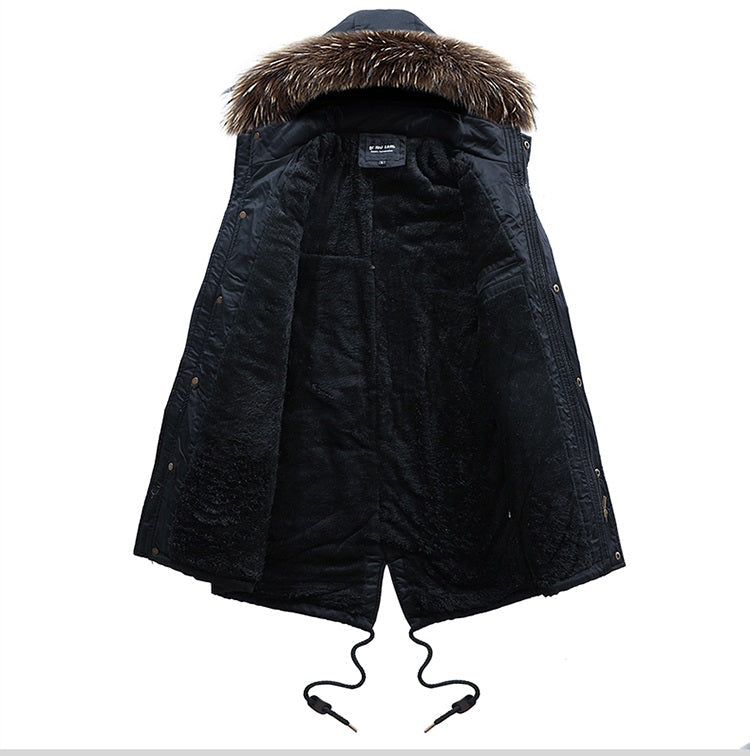 Men's Mid-length Cotton Coat With Big Fur Collar Best YouTube Store