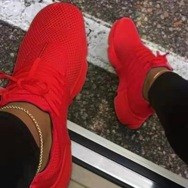 New Thick-soled Fly-woven Mesh Large Size Outdoor Breathable Sneakers LadyShow.Store