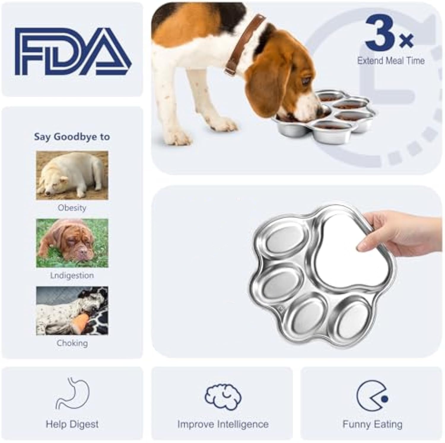 Dog Bowls Slow Feeder Stainless Steel Small Medium Breed Slow Feeding Dog Bowl For Fast Eater Dog Dishes To Slow Down Eating Non Slip Dog Food Bowl Pets Fashion