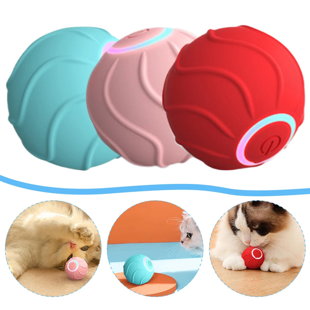 Smart Cat Toys Rolling Ball Pet Cat Owner Interactive Pets Toys Automatic Bouncing Ball USB Self Hi Teasing Kittens Jumping Ball Pets Fashion