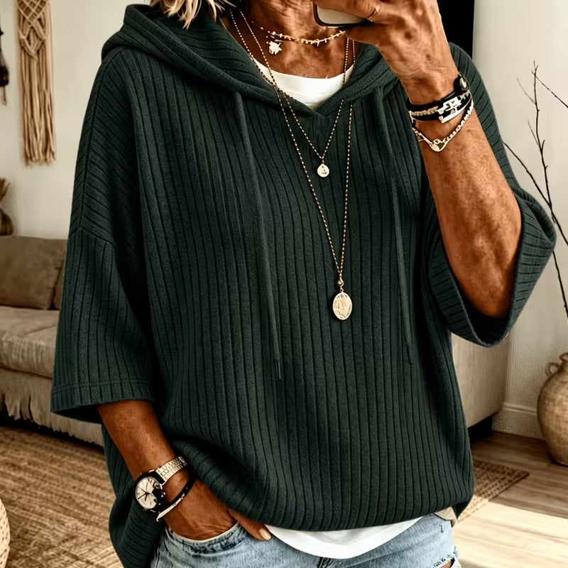 Solid-color Hoodie With Double Hoods And A Drawstring NorixaFashion.com