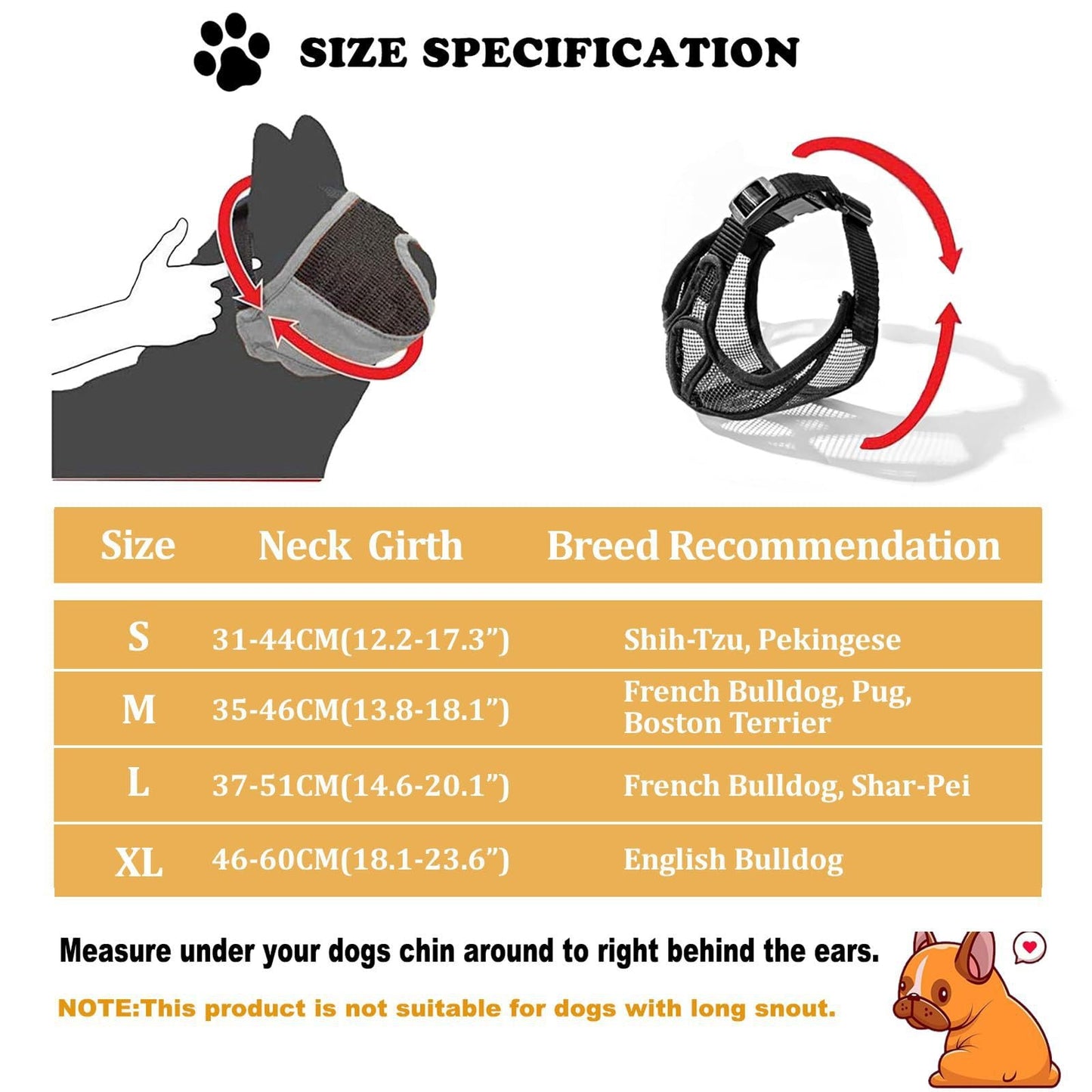French Muzzle Anti-Bite Short-Snouted Breathable Pug Dog Face Mask Pet Pets Fashion