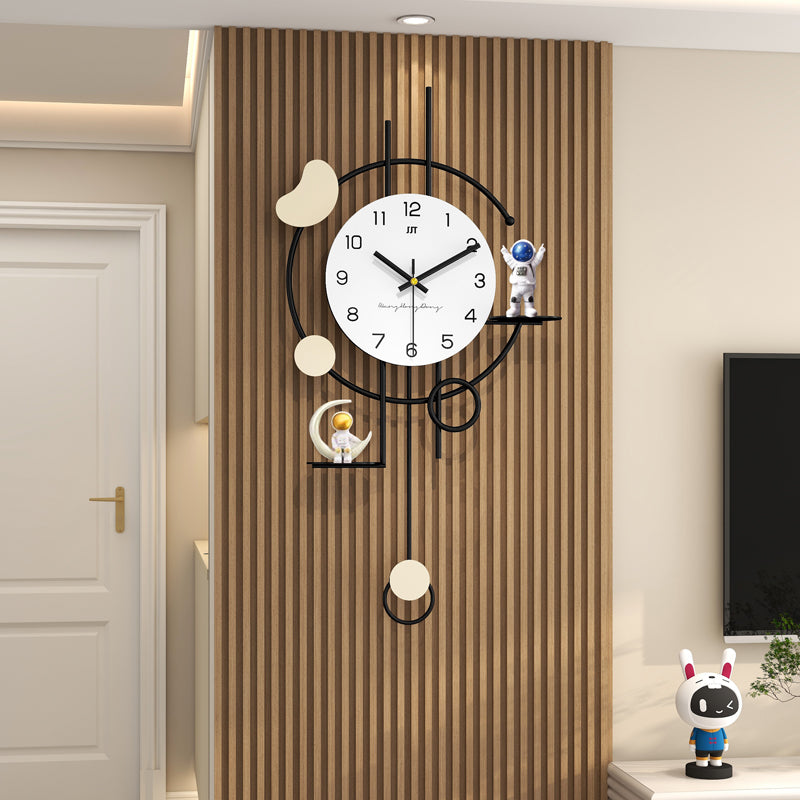 Modern Astronaut Pendulum Wall Clock Space Themed Home Decor PearlNestDecor.com