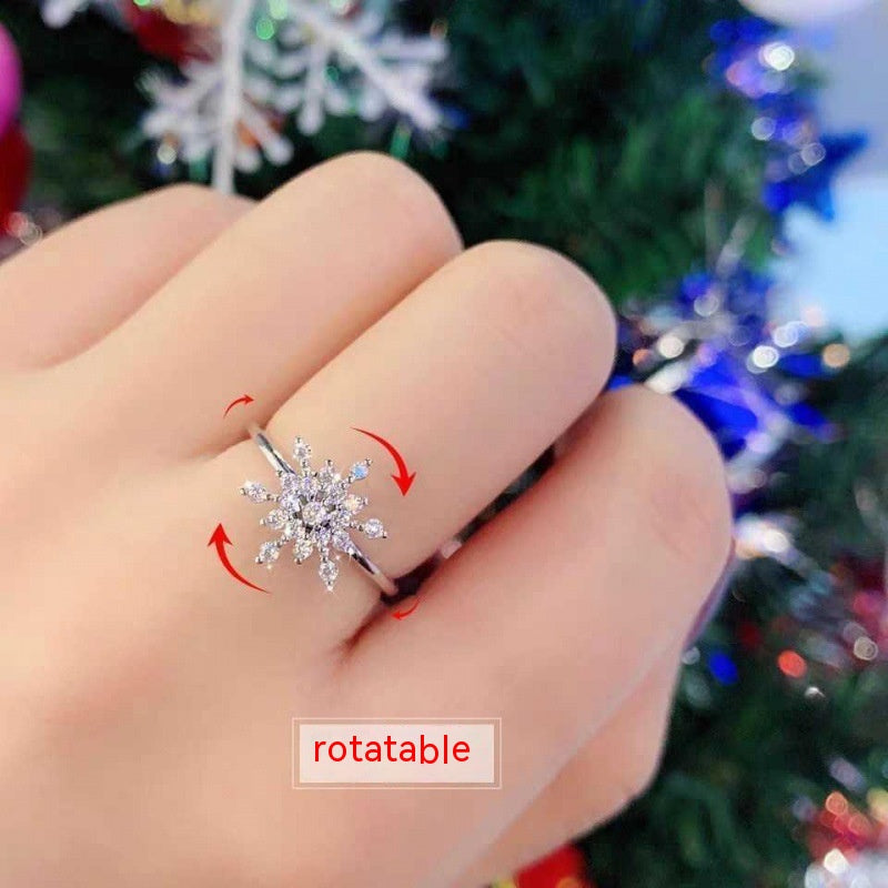 Spinning Ring Temperament Rotatable Snowflake CJD2