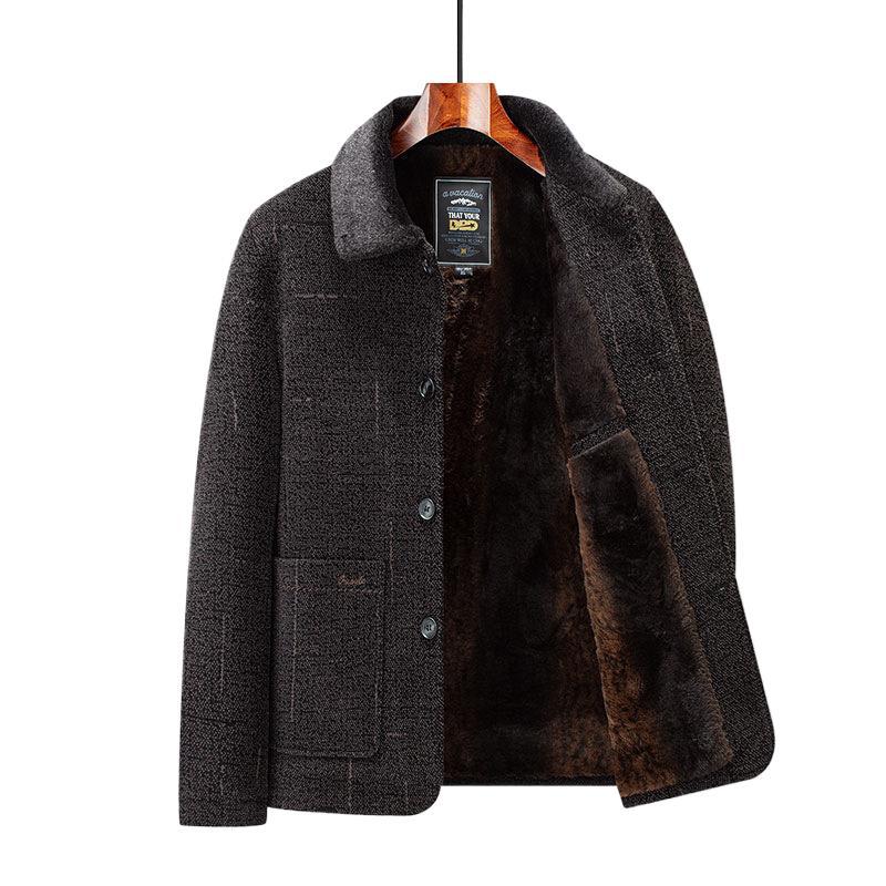 Middle-aged And Elderly Cotton-padded Jackets Dad-style Outerwear Lapel Wool Coats NorixaFashion.com
